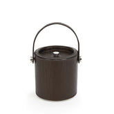 Brown Leather Sheath Ice Bucket With Tong